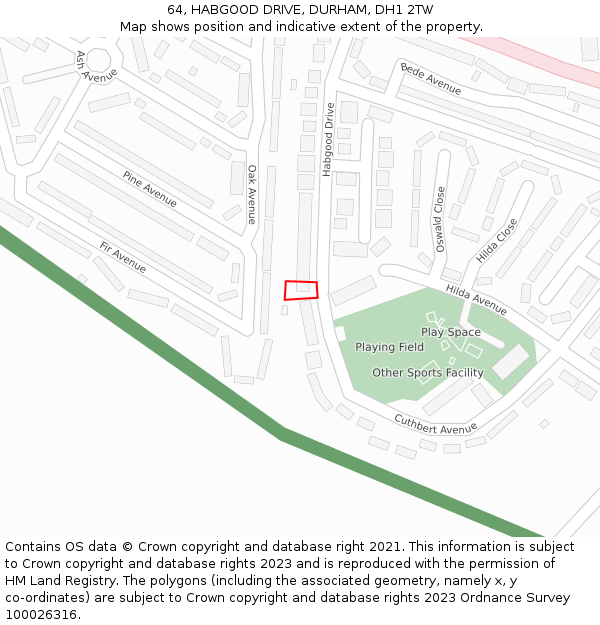 64, HABGOOD DRIVE, DURHAM, DH1 2TW: Location map and indicative extent of plot