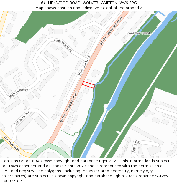 64, HENWOOD ROAD, WOLVERHAMPTON, WV6 8PG: Location map and indicative extent of plot