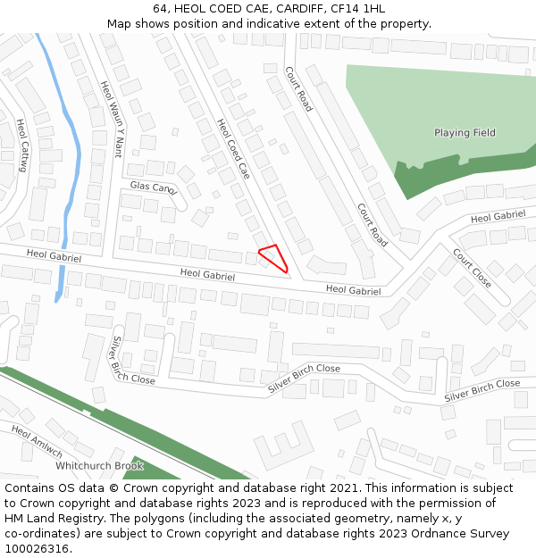64, HEOL COED CAE, CARDIFF, CF14 1HL: Location map and indicative extent of plot
