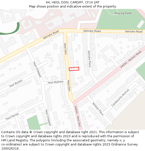 64, HEOL DON, CARDIFF, CF14 2AT: Location map and indicative extent of plot