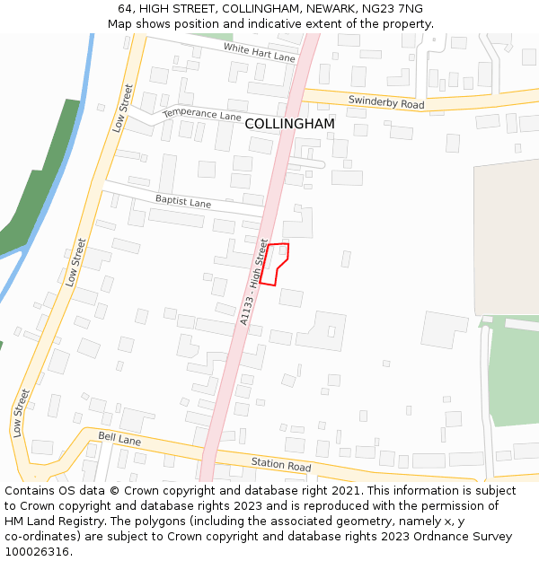 64, HIGH STREET, COLLINGHAM, NEWARK, NG23 7NG: Location map and indicative extent of plot