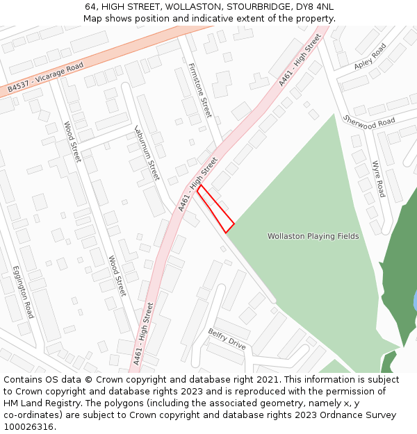 64, HIGH STREET, WOLLASTON, STOURBRIDGE, DY8 4NL: Location map and indicative extent of plot