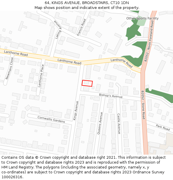 64, KINGS AVENUE, BROADSTAIRS, CT10 1DN: Location map and indicative extent of plot