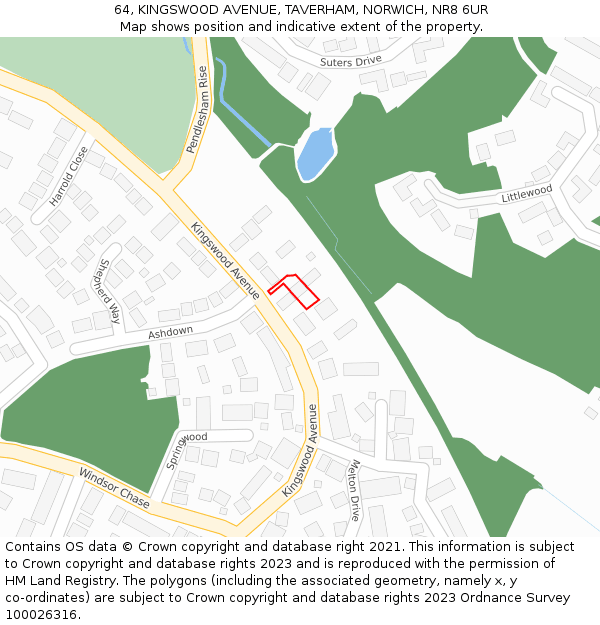 64, KINGSWOOD AVENUE, TAVERHAM, NORWICH, NR8 6UR: Location map and indicative extent of plot