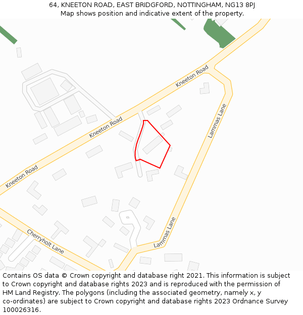 64, KNEETON ROAD, EAST BRIDGFORD, NOTTINGHAM, NG13 8PJ: Location map and indicative extent of plot