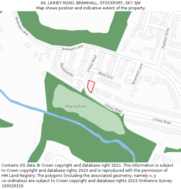 64, LINNEY ROAD, BRAMHALL, STOCKPORT, SK7 3JW: Location map and indicative extent of plot