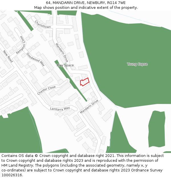 64, MANDARIN DRIVE, NEWBURY, RG14 7WE: Location map and indicative extent of plot