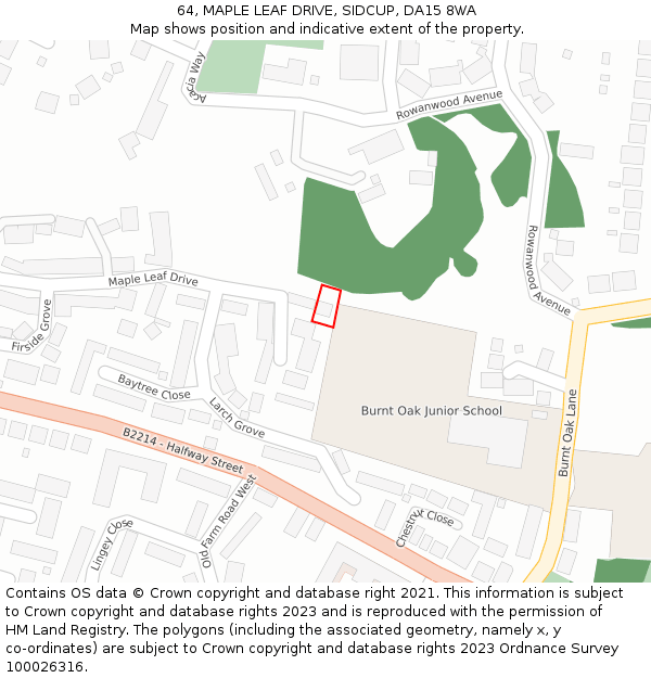 64, MAPLE LEAF DRIVE, SIDCUP, DA15 8WA: Location map and indicative extent of plot