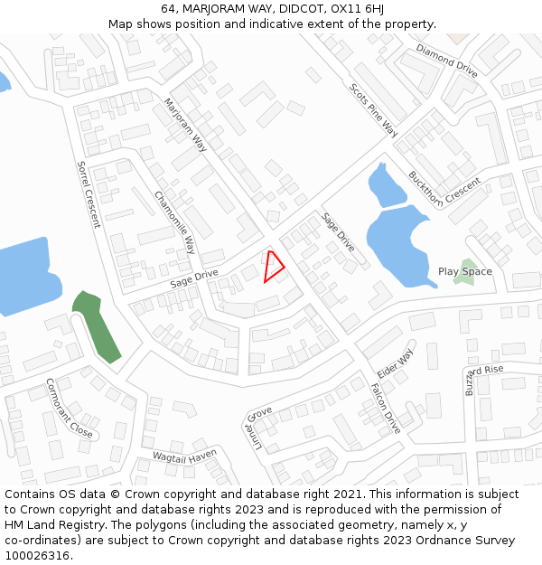 64, MARJORAM WAY, DIDCOT, OX11 6HJ: Location map and indicative extent of plot
