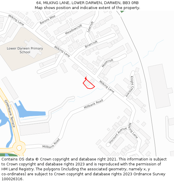 64, MILKING LANE, LOWER DARWEN, DARWEN, BB3 0RB: Location map and indicative extent of plot