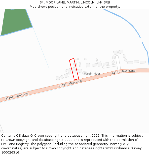 64, MOOR LANE, MARTIN, LINCOLN, LN4 3RB: Location map and indicative extent of plot