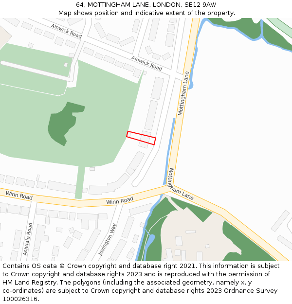 64, MOTTINGHAM LANE, LONDON, SE12 9AW: Location map and indicative extent of plot