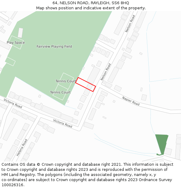 64, NELSON ROAD, RAYLEIGH, SS6 8HQ: Location map and indicative extent of plot