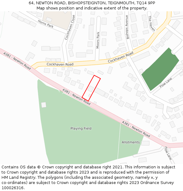 64, NEWTON ROAD, BISHOPSTEIGNTON, TEIGNMOUTH, TQ14 9PP: Location map and indicative extent of plot