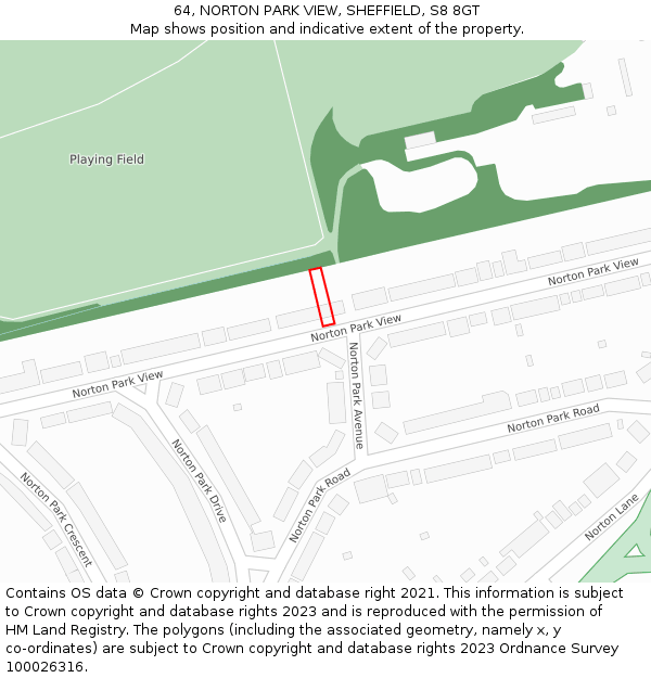 64, NORTON PARK VIEW, SHEFFIELD, S8 8GT: Location map and indicative extent of plot