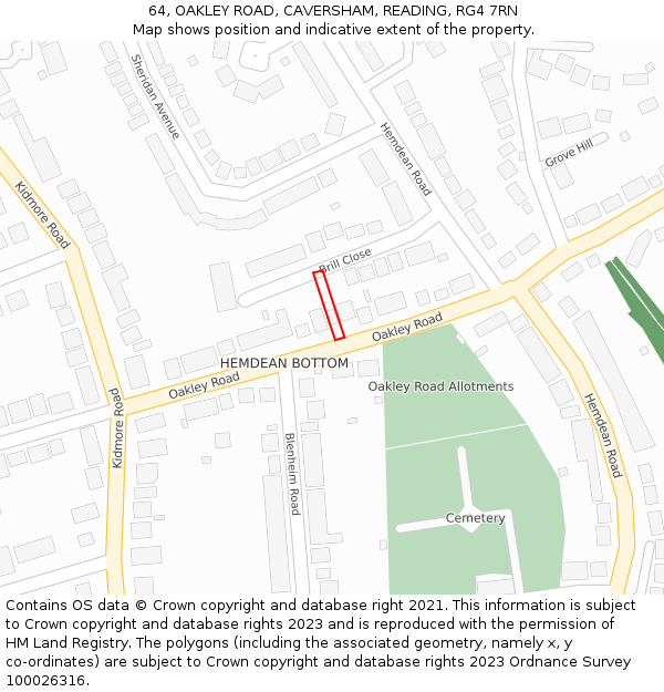 64, OAKLEY ROAD, CAVERSHAM, READING, RG4 7RN: Location map and indicative extent of plot
