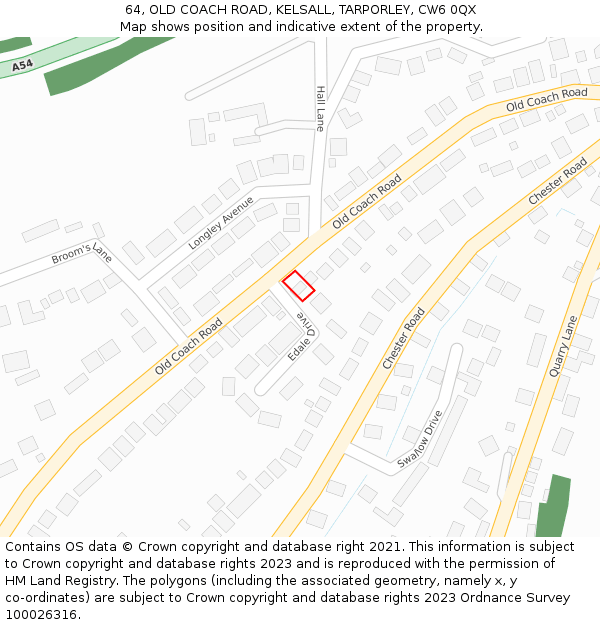 64, OLD COACH ROAD, KELSALL, TARPORLEY, CW6 0QX: Location map and indicative extent of plot