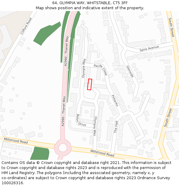 64, OLYMPIA WAY, WHITSTABLE, CT5 3FF: Location map and indicative extent of plot