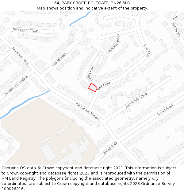 64, PARK CROFT, POLEGATE, BN26 5LD: Location map and indicative extent of plot