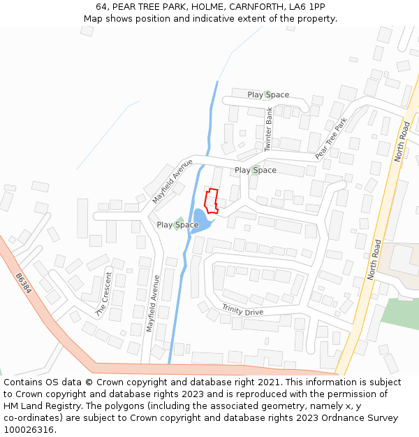 64, PEAR TREE PARK, HOLME, CARNFORTH, LA6 1PP: Location map and indicative extent of plot