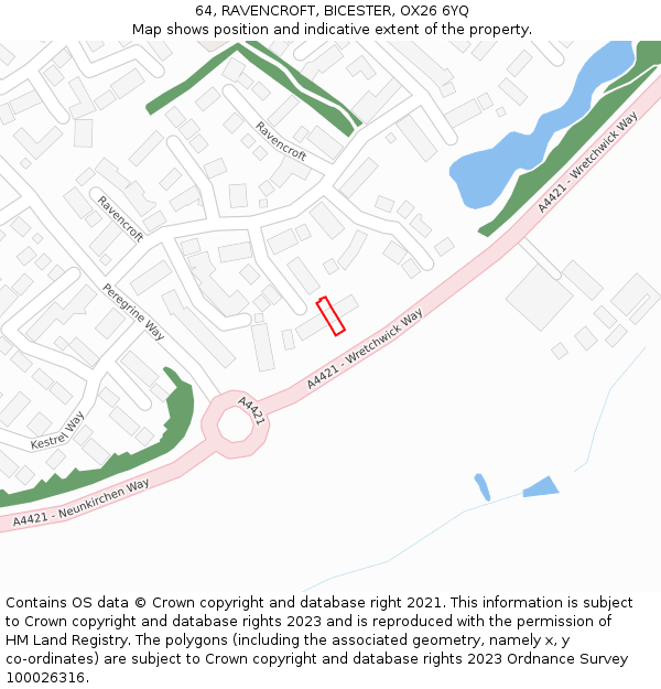 64, RAVENCROFT, BICESTER, OX26 6YQ: Location map and indicative extent of plot