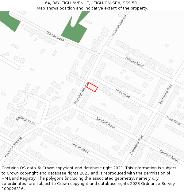 64, RAYLEIGH AVENUE, LEIGH-ON-SEA, SS9 5DL: Location map and indicative extent of plot