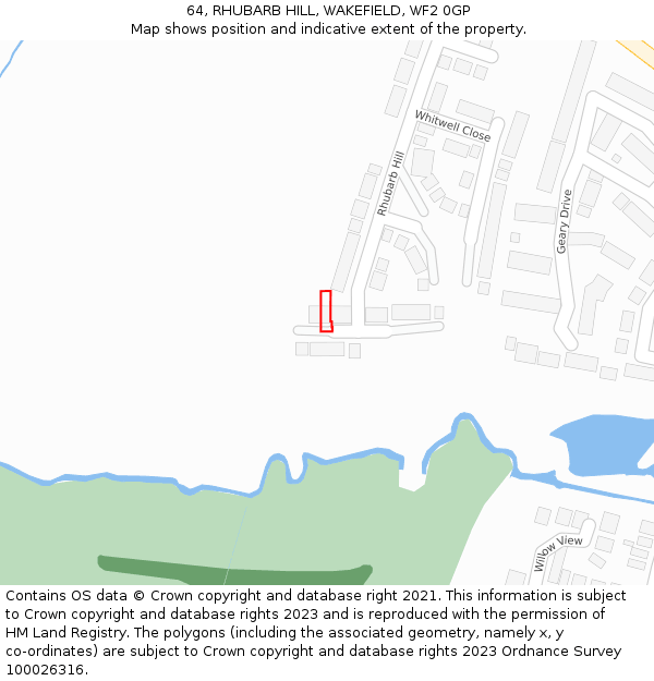 64, RHUBARB HILL, WAKEFIELD, WF2 0GP: Location map and indicative extent of plot