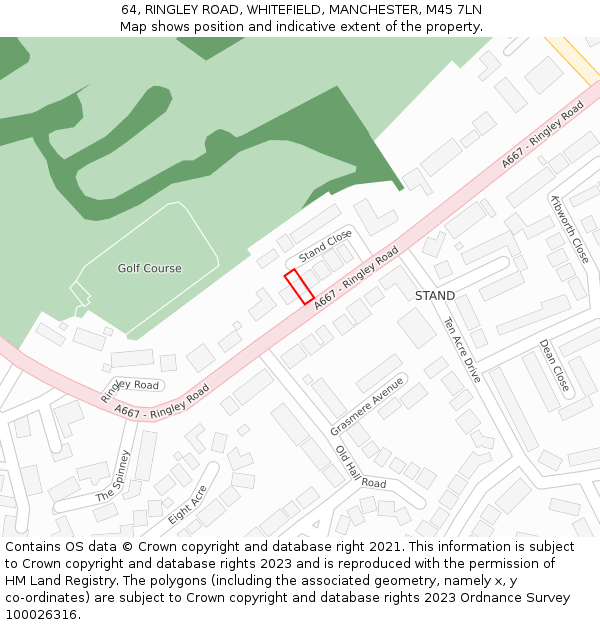 64, RINGLEY ROAD, WHITEFIELD, MANCHESTER, M45 7LN: Location map and indicative extent of plot