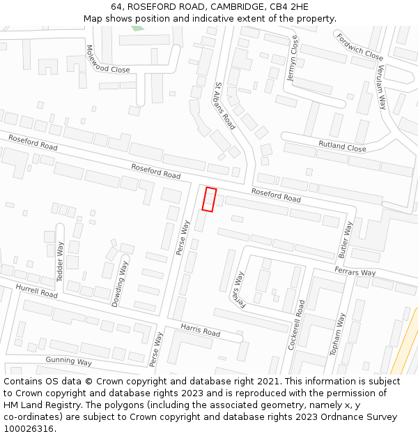 64, ROSEFORD ROAD, CAMBRIDGE, CB4 2HE: Location map and indicative extent of plot