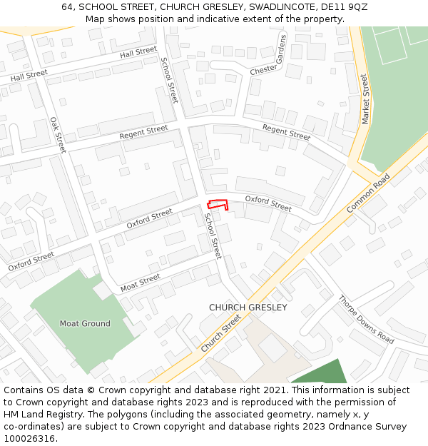 64, SCHOOL STREET, CHURCH GRESLEY, SWADLINCOTE, DE11 9QZ: Location map and indicative extent of plot