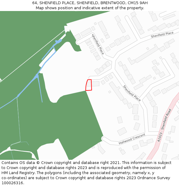 64, SHENFIELD PLACE, SHENFIELD, BRENTWOOD, CM15 9AH: Location map and indicative extent of plot
