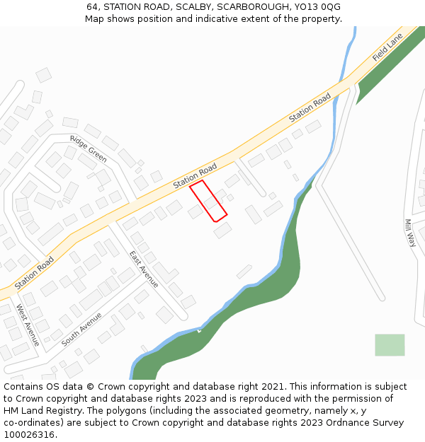 64, STATION ROAD, SCALBY, SCARBOROUGH, YO13 0QG: Location map and indicative extent of plot