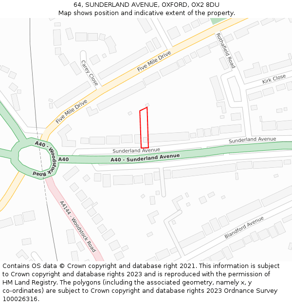 64, SUNDERLAND AVENUE, OXFORD, OX2 8DU: Location map and indicative extent of plot