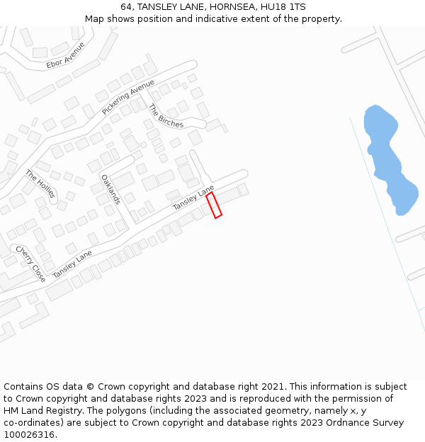 64, TANSLEY LANE, HORNSEA, HU18 1TS: Location map and indicative extent of plot