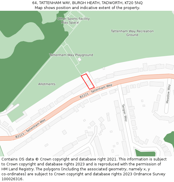 64, TATTENHAM WAY, BURGH HEATH, TADWORTH, KT20 5NQ: Location map and indicative extent of plot