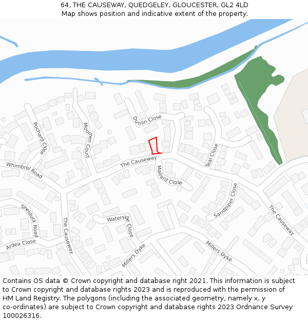 64, THE CAUSEWAY, QUEDGELEY, GLOUCESTER, GL2 4LD: Location map and indicative extent of plot