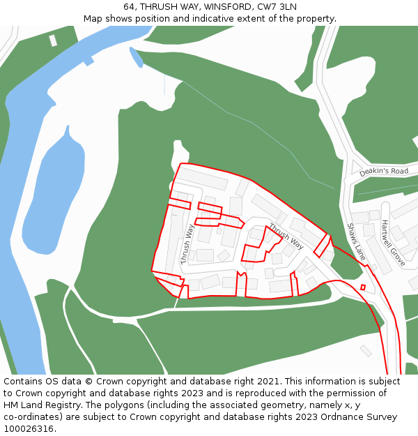 64, THRUSH WAY, WINSFORD, CW7 3LN: Location map and indicative extent of plot