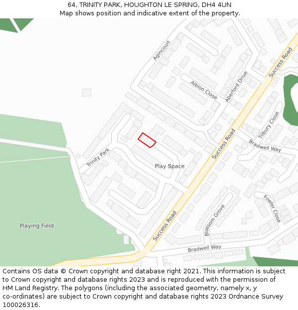 64, TRINITY PARK, HOUGHTON LE SPRING, DH4 4UN: Location map and indicative extent of plot