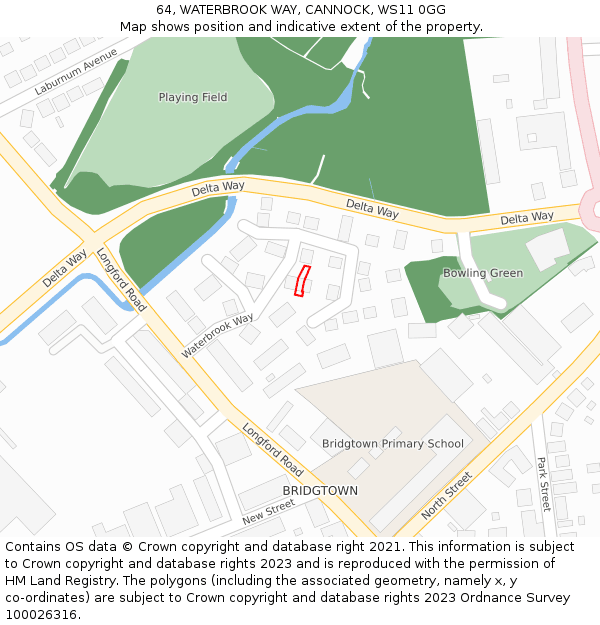 64, WATERBROOK WAY, CANNOCK, WS11 0GG: Location map and indicative extent of plot