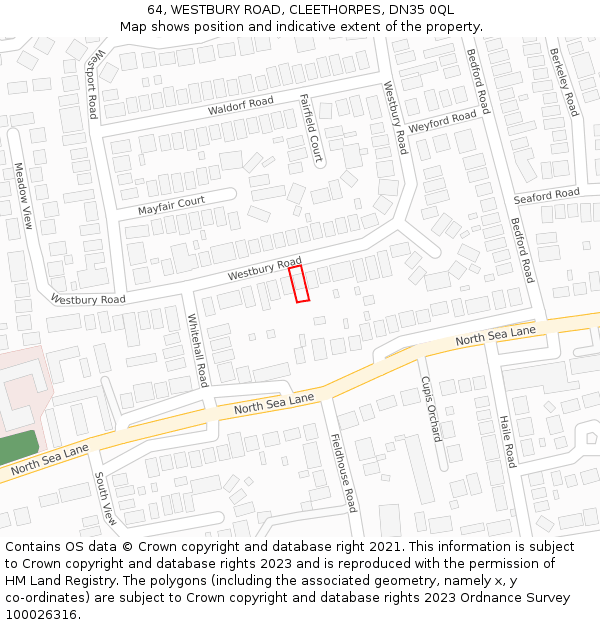 64, WESTBURY ROAD, CLEETHORPES, DN35 0QL: Location map and indicative extent of plot