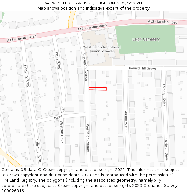 64, WESTLEIGH AVENUE, LEIGH-ON-SEA, SS9 2LF: Location map and indicative extent of plot