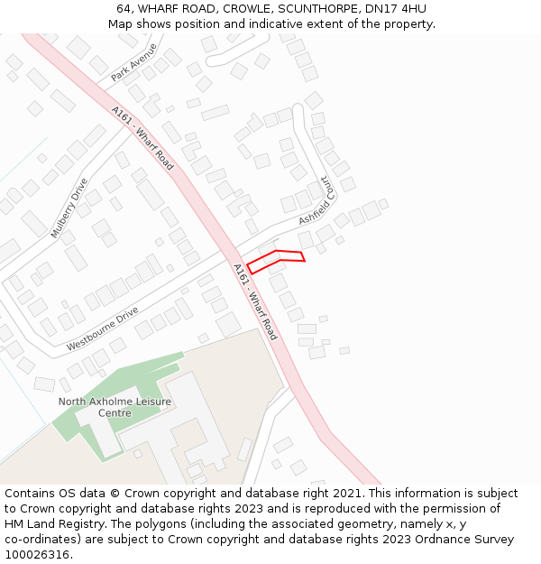 64, WHARF ROAD, CROWLE, SCUNTHORPE, DN17 4HU: Location map and indicative extent of plot