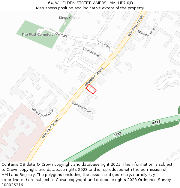 64, WHIELDEN STREET, AMERSHAM, HP7 0JB: Location map and indicative extent of plot