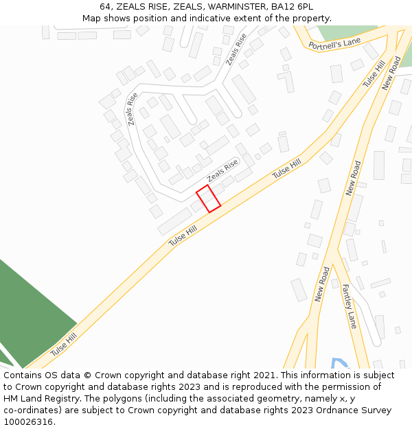 64, ZEALS RISE, ZEALS, WARMINSTER, BA12 6PL: Location map and indicative extent of plot