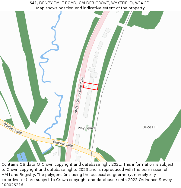 641, DENBY DALE ROAD, CALDER GROVE, WAKEFIELD, WF4 3DL: Location map and indicative extent of plot