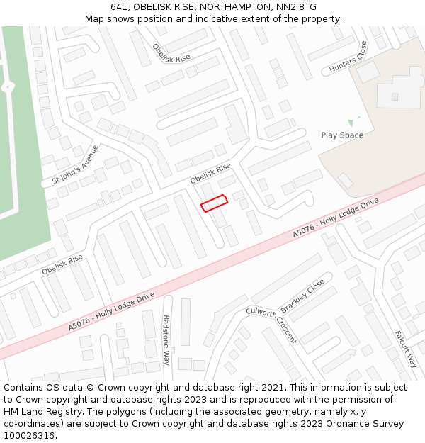 641, OBELISK RISE, NORTHAMPTON, NN2 8TG: Location map and indicative extent of plot