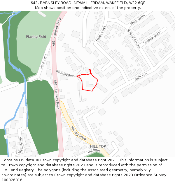 643, BARNSLEY ROAD, NEWMILLERDAM, WAKEFIELD, WF2 6QF: Location map and indicative extent of plot