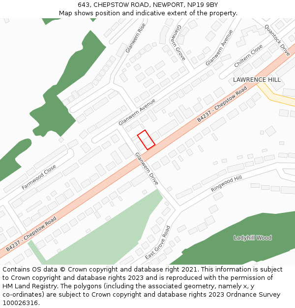 643, CHEPSTOW ROAD, NEWPORT, NP19 9BY: Location map and indicative extent of plot