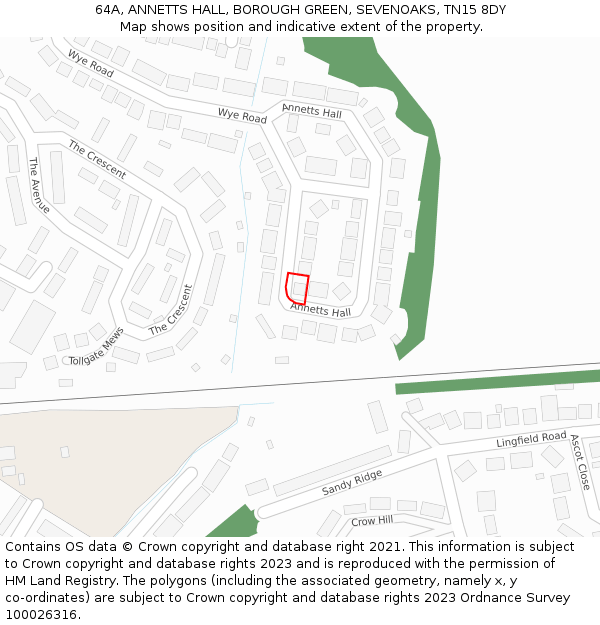 64A, ANNETTS HALL, BOROUGH GREEN, SEVENOAKS, TN15 8DY: Location map and indicative extent of plot