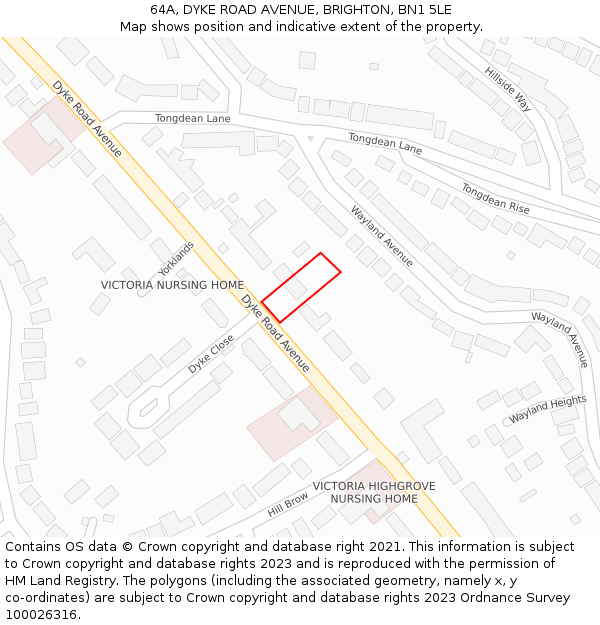 64A, DYKE ROAD AVENUE, BRIGHTON, BN1 5LE: Location map and indicative extent of plot